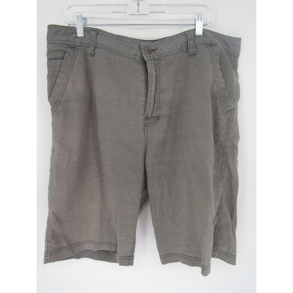 prAna Breathe Shorts Mens‎ 38 Gray Linen Blend Cargo Hiking 11 Inseam